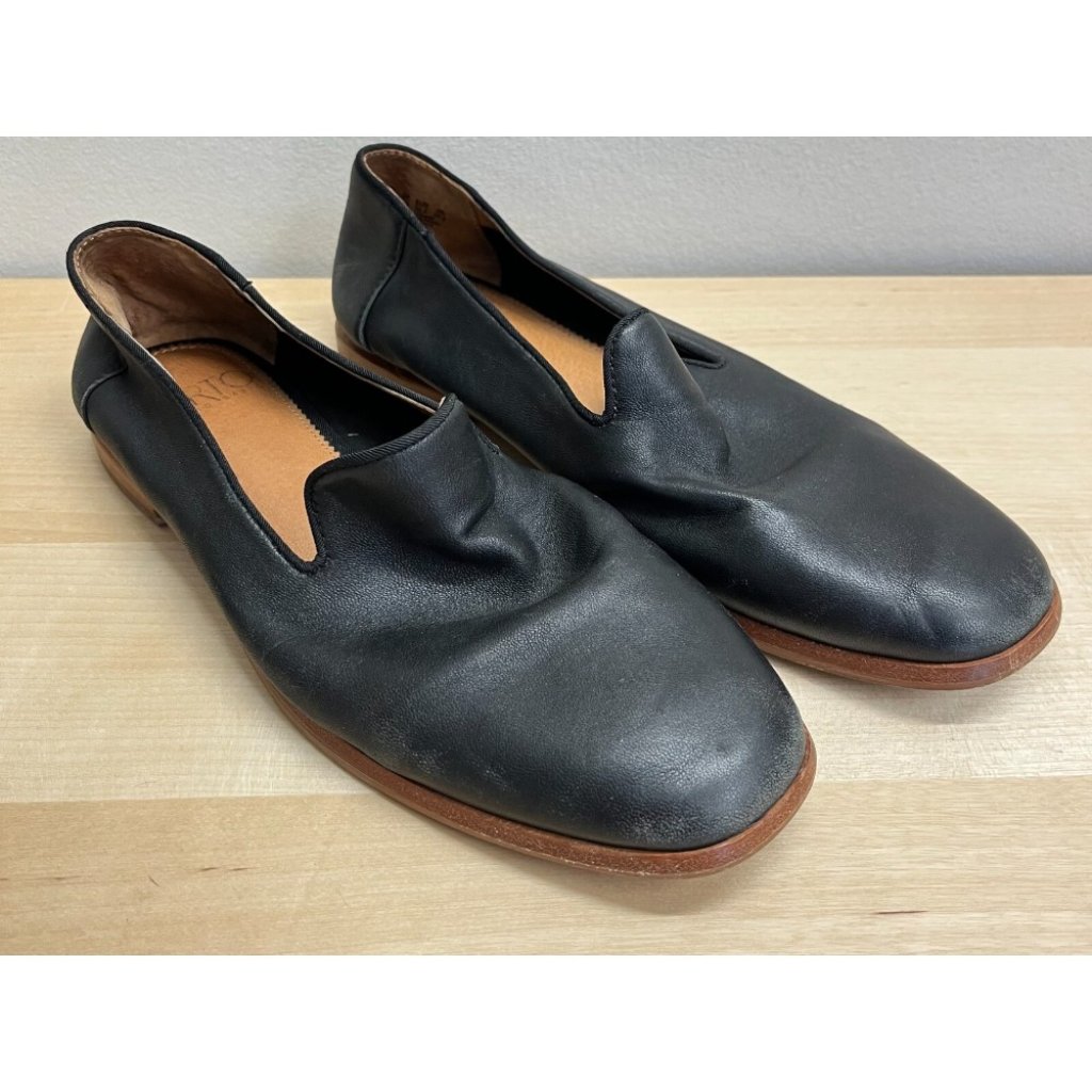 Franco Sarto Women's Size 5.5 Fallon Black Leather Slip-On Loafer Shoes Cushion
